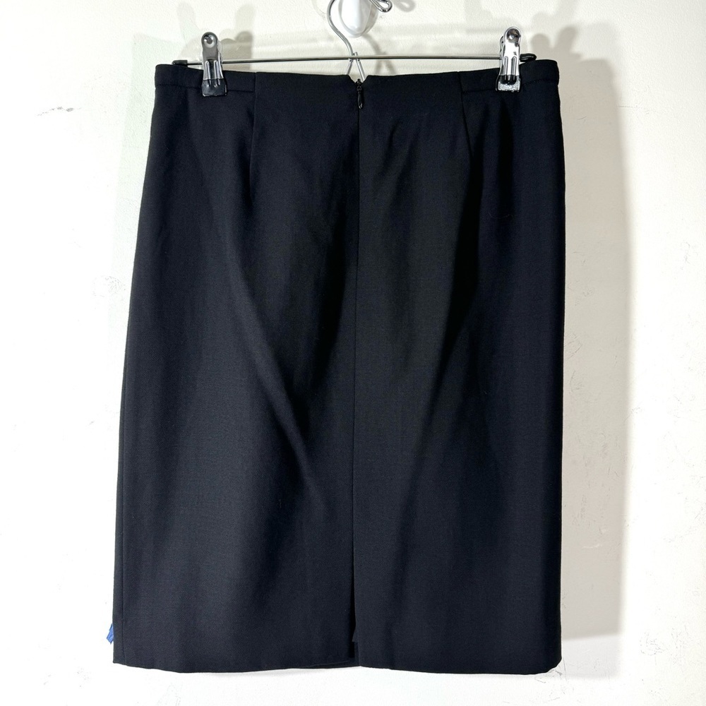 W Worth Black Wool Pencil Skirt with Gold Chain Belt Sz 4 - Picture 4 of 7